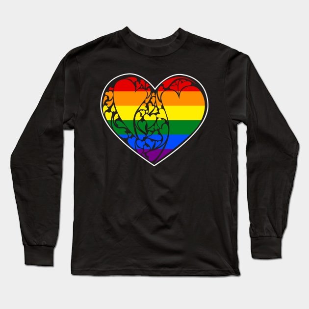 Gay Pride Flag LGBT+ Heart Long Sleeve T-Shirt by aaallsmiles